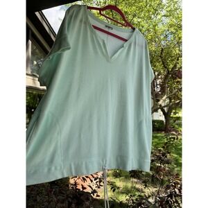 Talbots Short Sleeve Sweatshirt Women's‎ Size 3X Mint Green Pockets Drawstring